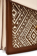Woman Beige Long Strap Patterned Shoulder Bag | Derimod Woman Beige Long Strap Patterned Shoulder Bag | Derimod