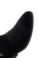 Women's Black Stone Leather Cowboy Boots | Derimod Women's Black Stone Leather Cowboy Boots | Derimod