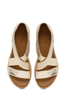 Women's Gold Thick Soled Leather Sandals | Derimod Women's Gold Thick Soled Leather Sandals | Derimod