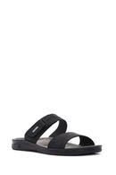 Men's Black Nubuck Leather Casual Slippers | Derimod Men's Black Nubuck Leather Casual Slippers | Derimod