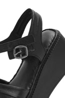 Women's Black Thick Soled Leather Comfort Sandals | Derimod Women's Black Thick Soled Leather Comfort Sandals | Derimod