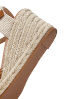 Women's Tan Wedge Heel Espadrilles with Ankle Buckle | Derimod Women's Tan Wedge Heel Espadrilles with Ankle Buckle | Derimod