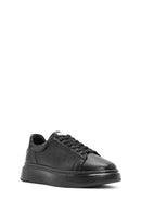 Erkek Siyah Bağcıklı Kalın Tabanlı Deri Sneaker | Derimod Erkek Siyah Bağcıklı Kalın Tabanlı Deri Sneaker | Derimod