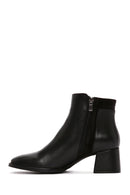 Women's Black Zipper Heeled Leather Boots | Derimod Women's Black Zipper Heeled Leather Boots | Derimod