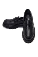 Woman Black Thick-Soled Leather Masculine Loafer | Derimod Woman Black Thick-Soled Leather Masculine Loafer | Derimod