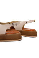 Woman Beige Buckled Thick-Soled Leather Sandal | Derimod Woman Beige Buckled Thick-Soled Leather Sandal | Derimod