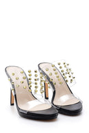 Women's Studded Detailed Heeled Slippers | Derimod Women's Studded Detailed Heeled Slippers | Derimod