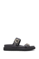 Women's Black Double Buckle Slippers | Derimod Women's Black Double Buckle Slippers | Derimod