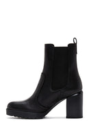 Women's Black Leather Heeled Chelsea Boots | Derimod Women's Black Leather Heeled Chelsea Boots | Derimod