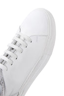 Kadın Beyaz Bağcıklı Taşlı Deri Sneaker | Derimod Kadın Beyaz Bağcıklı Taşlı Deri Sneaker | Derimod