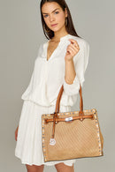 Tan Women's Shoulder Bag with Staple Detail | Derimod Tan Women's Shoulder Bag with Staple Detail | Derimod