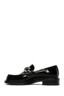 Kadın Siyah Zincir Detaylı Deri Maskülen Loafer | Derimod Kadın Siyah Zincir Detaylı Deri Maskülen Loafer | Derimod