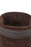 Woman Brown Short Thin-Heeled Suede Short Boots | Derimod Woman Brown Short Thin-Heeled Suede Short Boots | Derimod