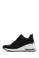 Skechers Women's Black Millon Air Wedge Heel Sneaker | Derimod Skechers Women's Black Millon Air Wedge Heel Sneaker | Derimod