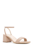 Women's Beige Ankle Strap Chunky Heel Sandals | Derimod Women's Beige Ankle Strap Chunky Heel Sandals | Derimod
