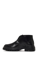 Men's Black Lace-Up Thick-Soled Leather Casual Boot | Derimod Men's Black Lace-Up Thick-Soled Leather Casual Boot | Derimod