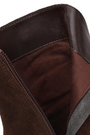 Woman Brown Zip Closure Chunky-Heeled Suede Leather Boots | Derimod Woman Brown Zip Closure Chunky-Heeled Suede Leather Boots | Derimod