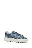 Geox Women's Blue D Spherica Ec4.D - Em. Tex + Sy Laced Patterned Thick Soled Sneaker | Derimod Geox Women's Blue D Spherica Ec4.D - Em. Tex + Sy Laced Patterned Thick Soled Sneaker | Derimod
