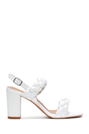 Women's White Thick Heeled Sandals | Derimod Women's White Thick Heeled Sandals | Derimod