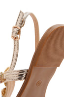 Women's Gold Stone Flip-Flop Sandals | Derimod Women's Gold Stone Flip-Flop Sandals | Derimod
