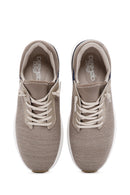 Derimod Zero Men's Beige Lace-Up Thick Soled Fabric Sneaker | Derimod Derimod Zero Men's Beige Lace-Up Thick Soled Fabric Sneaker | Derimod