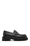 Woman Black Thick-Soled Leather Masculine Loafer | Derimod Woman Black Thick-Soled Leather Masculine Loafer | Derimod