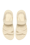 Woman Cream Strap Thick-Soled Comfort Sandal | Derimod Woman Cream Strap Thick-Soled Comfort Sandal | Derimod
