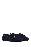 Women's Navy Blue Tassel Suede Leather Loafer | Derimod Women's Navy Blue Tassel Suede Leather Loafer | Derimod