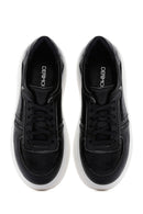 Women's Black Leather Thick Soled Sneaker | Derimod Women's Black Leather Thick Soled Sneaker | Derimod
