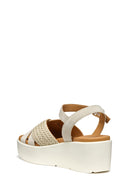 Geox Women Beige D Xand 2.2SA - Suede Ankle Buckle Wedge Heel Leather Sandals | Derimod Geox Women Beige D Xand 2.2SA - Suede Ankle Buckle Wedge Heel Leather Sandals | Derimod