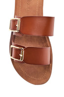 Women's Tan Double Buckle Slippers | Derimod Women's Tan Double Buckle Slippers | Derimod