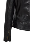 Prima Women's Black Short Leather Jacket | Derimod Prima Women's Black Short Leather Jacket | Derimod