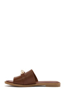Women's Brown Buckled Leather Slippers | Derimod Women's Brown Buckled Leather Slippers | Derimod