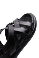 Women's Black Leather Comfort Sandals | Derimod Women's Black Leather Comfort Sandals | Derimod