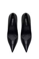 Woman Black Jeweled High Thin-Heeled Leather Stiletto | Derimod Woman Black Jeweled High Thin-Heeled Leather Stiletto | Derimod
