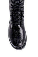 Women's Wrinkled Patent Leather Lace Up Boots | Derimod Women's Wrinkled Patent Leather Lace Up Boots | Derimod