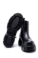 Women's Black Leather Thick Soled Boots | Derimod Women's Black Leather Thick Soled Boots | Derimod