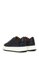 Men's Navy Blue Lace-up Thick-Sole Leather Sneaker | Derimod Men's Navy Blue Lace-up Thick-Sole Leather Sneaker | Derimod