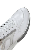 Women's White Lace-Up Side Zipper Leather Sneaker | Derimod Women's White Lace-Up Side Zipper Leather Sneaker | Derimod