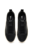 Women's Black Lace-Up Thick-Soled Leather Sneaker | Derimod Women's Black Lace-Up Thick-Soled Leather Sneaker | Derimod