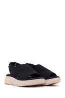 Women's Black Strapped Thick-Soled Fabric Comfort Sandals | Derimod Women's Black Strapped Thick-Soled Fabric Comfort Sandals | Derimod