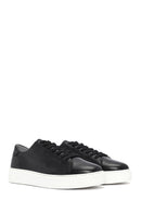 Men's Black Lace-up Thick-Sole Leather Sneaker | Derimod Men's Black Lace-up Thick-Sole Leather Sneaker | Derimod
