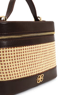 Woman Brown Long-Strap Printed Mini Box Crossbody Bag | Derimod Woman Brown Long-Strap Printed Mini Box Crossbody Bag | Derimod