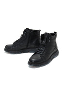 Men's Black Leather Zippered Casual Boots | Derimod Men's Black Leather Zippered Casual Boots | Derimod