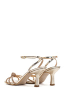 Women's Gold Ankle Buckle Stoned Thin Heel Sandals | Derimod Women's Gold Ankle Buckle Stoned Thin Heel Sandals | Derimod