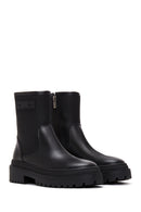 Women's Black Leather Zippered Boots | Derimod Women's Black Leather Zippered Boots | Derimod