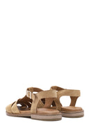 Women's Beige Suede Leather Ankle Buckle Sandals | Derimod Women's Beige Suede Leather Ankle Buckle Sandals | Derimod
