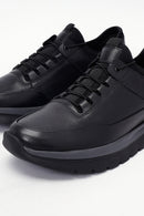 Erkek Siyah Bağcıklı Deri Sneaker | Derimod Erkek Siyah Bağcıklı Deri Sneaker | Derimod