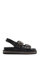 Women's Black Buckled Thick Soled Sandals | Derimod Women's Black Buckled Thick Soled Sandals | Derimod