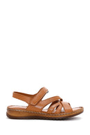 Women's Tan Strap Leather Comfort Sandals | Derimod Women's Tan Strap Leather Comfort Sandals | Derimod